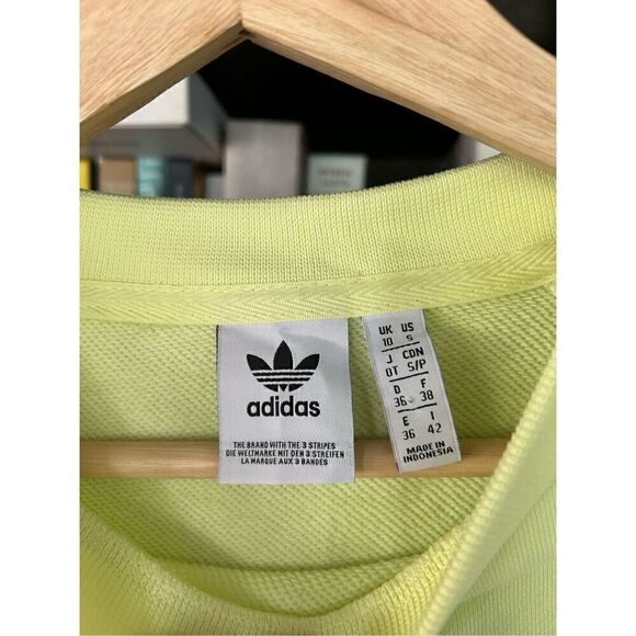 Adidas Yellow Trefoil Crewneck Sweatshirt Size Small - Picture 4 of 8